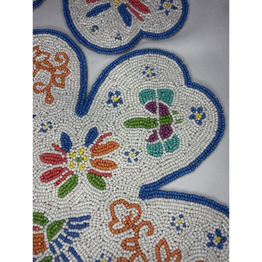 Temp-tation Seasonal Set Of 4 Hand Beaded Placemats Floral